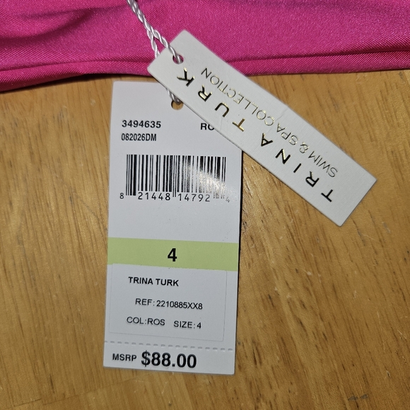 Trina Turk Monaco Solid High Waist Bottom Pink Size 4 - Picture 7 of 16